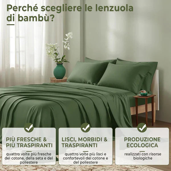 Set Completo da Letto in Fibra di Bambù